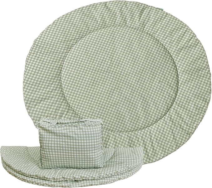 Conjunto de almofadas xadrez verde e branco
