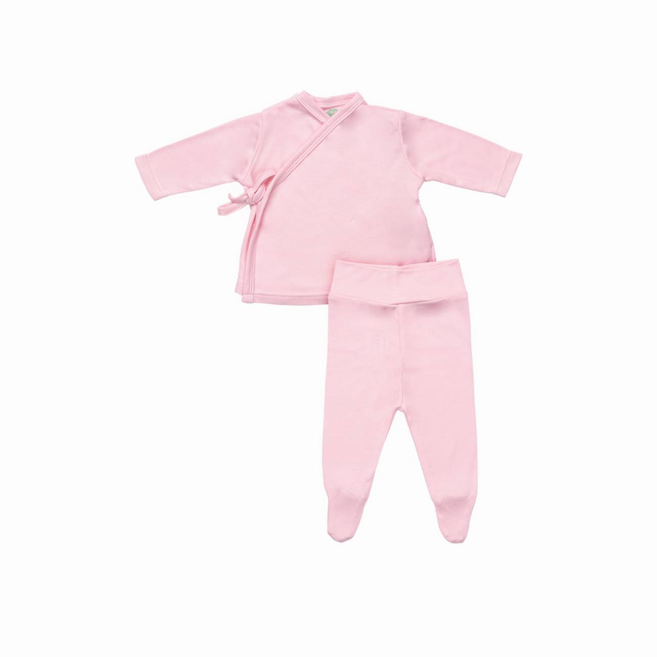 Conjunto rosa claro de camisola e calças para bebé