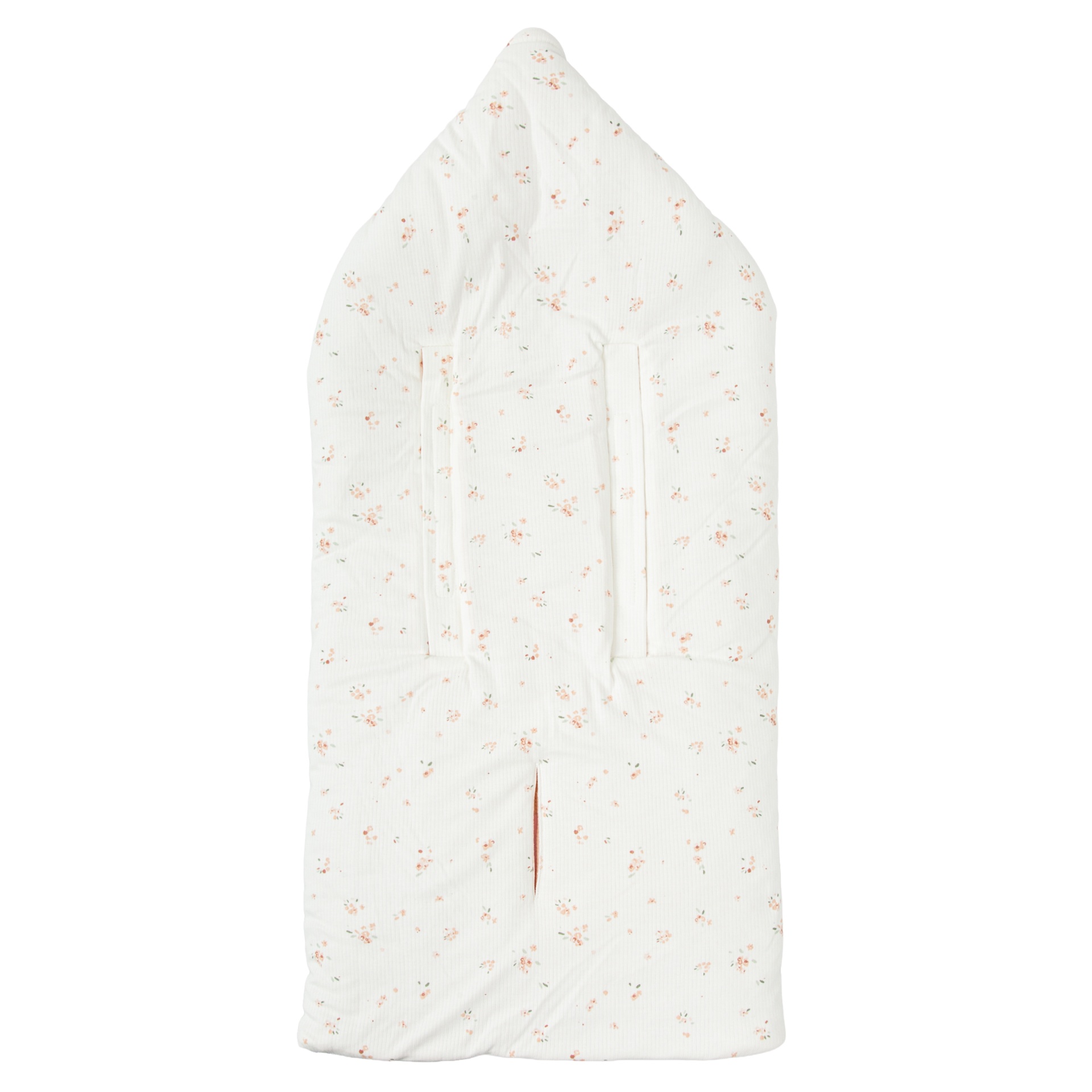 Capa para carrinho de bebé branca com flores pequenas cor-de-rosa