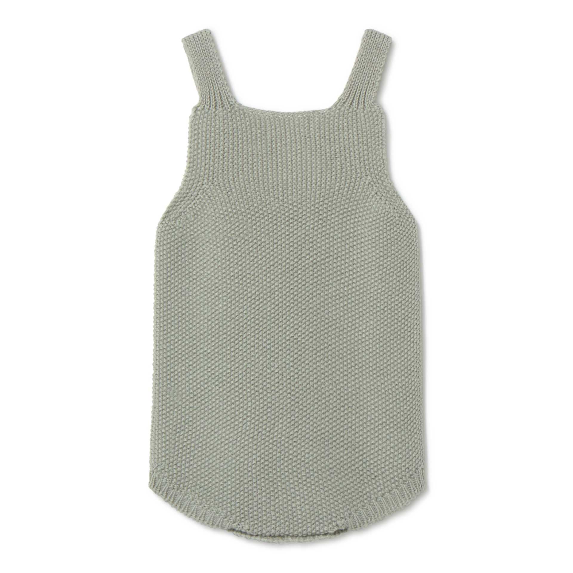 Vestido de malha cinzento claro com alças largas e textura tricotada
