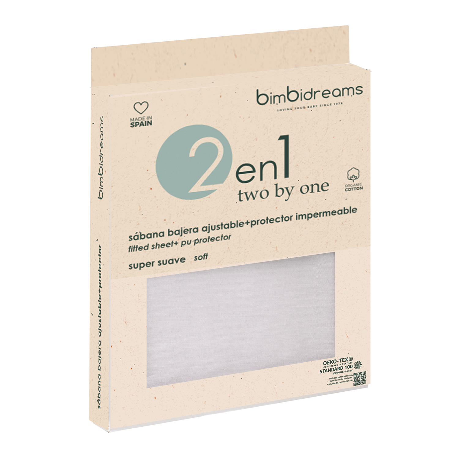 Embalagem de lençol ajustável branco com protetor impermeável