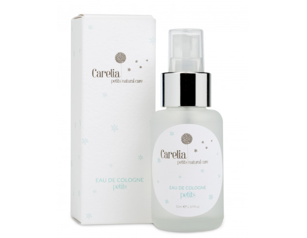 Frasco e caixa de Eau de Cologne Carelia petits natural care