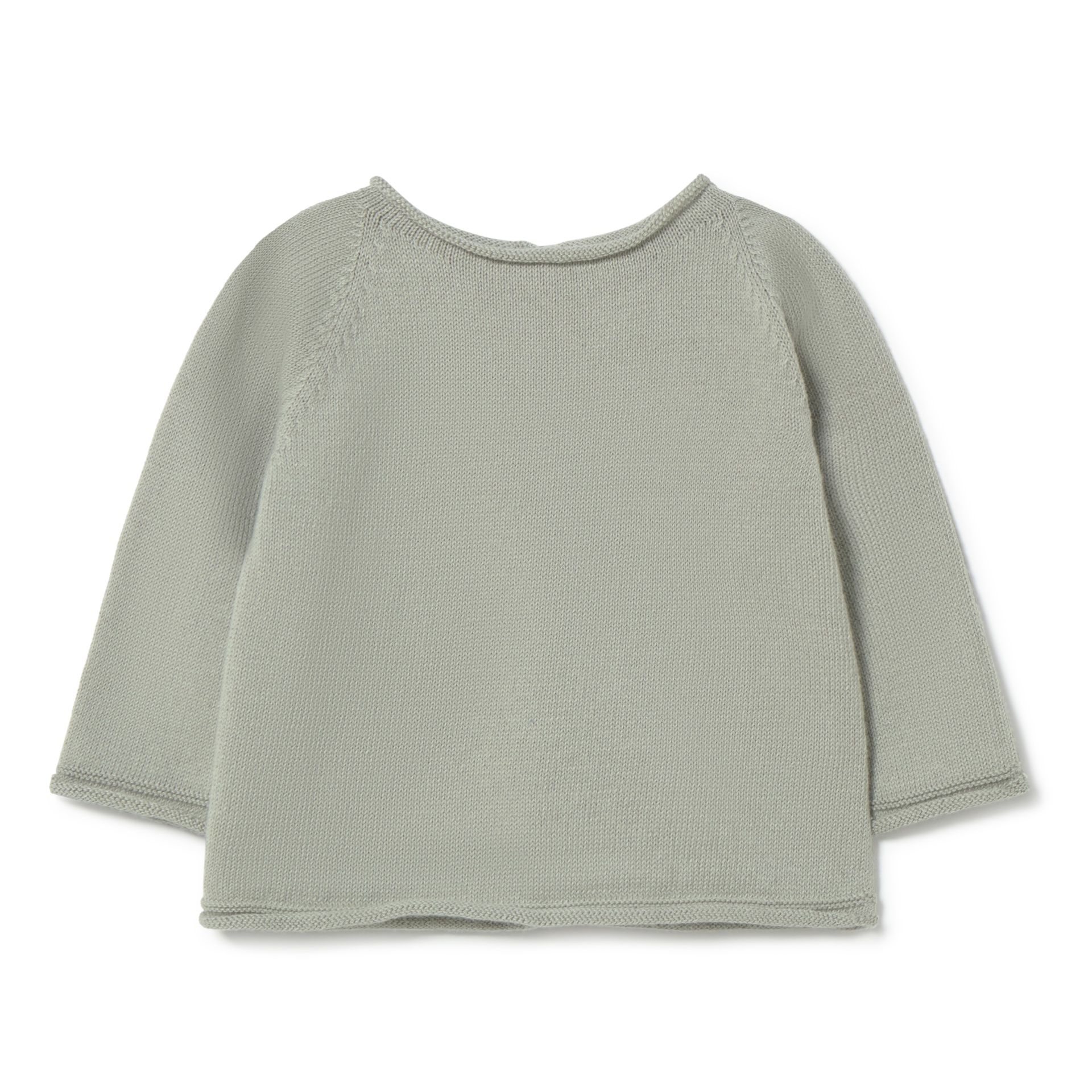 Camisola de malha infantil cinza claro vista de trás