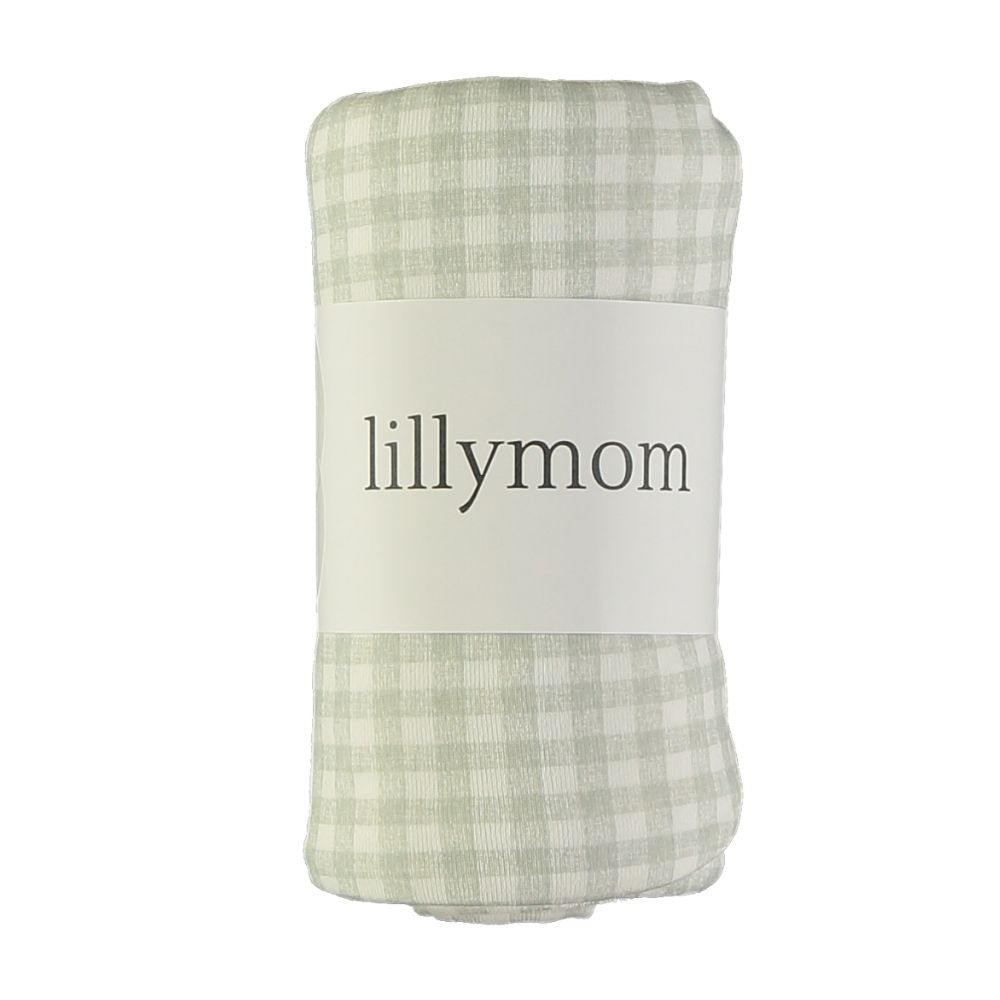 Cobertor ou manta xadrez clara com etiqueta lillymom