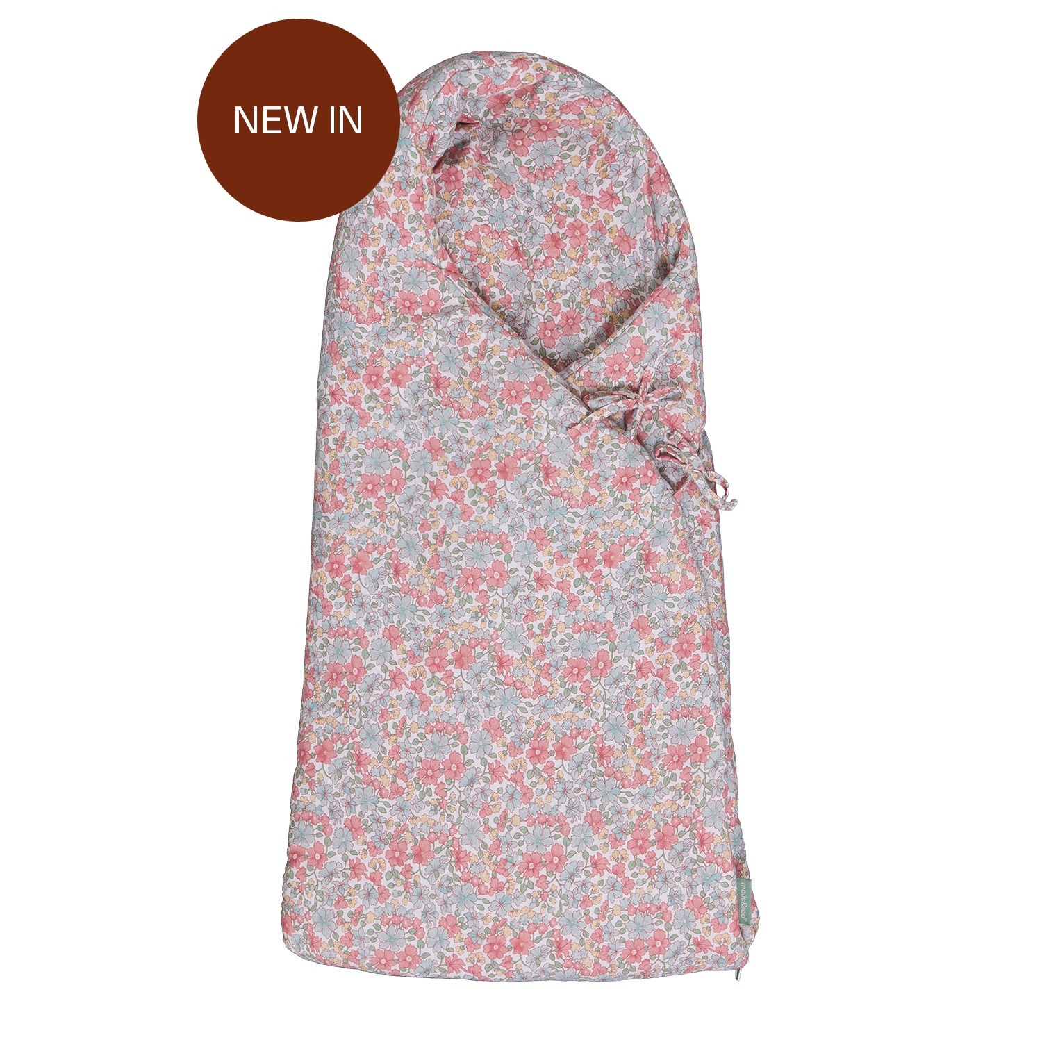 Saco de dormir floral para bebé com tons rosa e azul