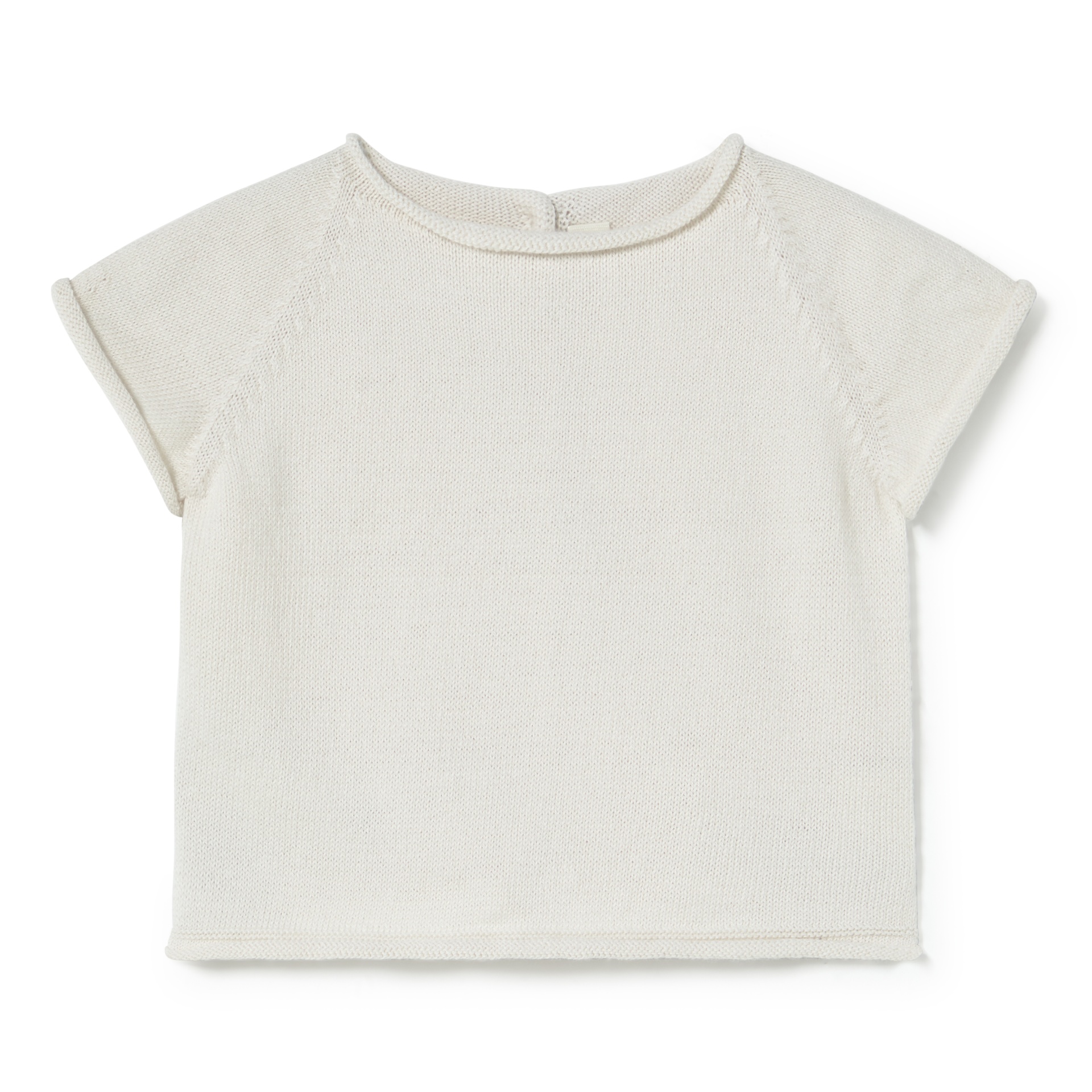 Camisola de malha fina creme de manga curta