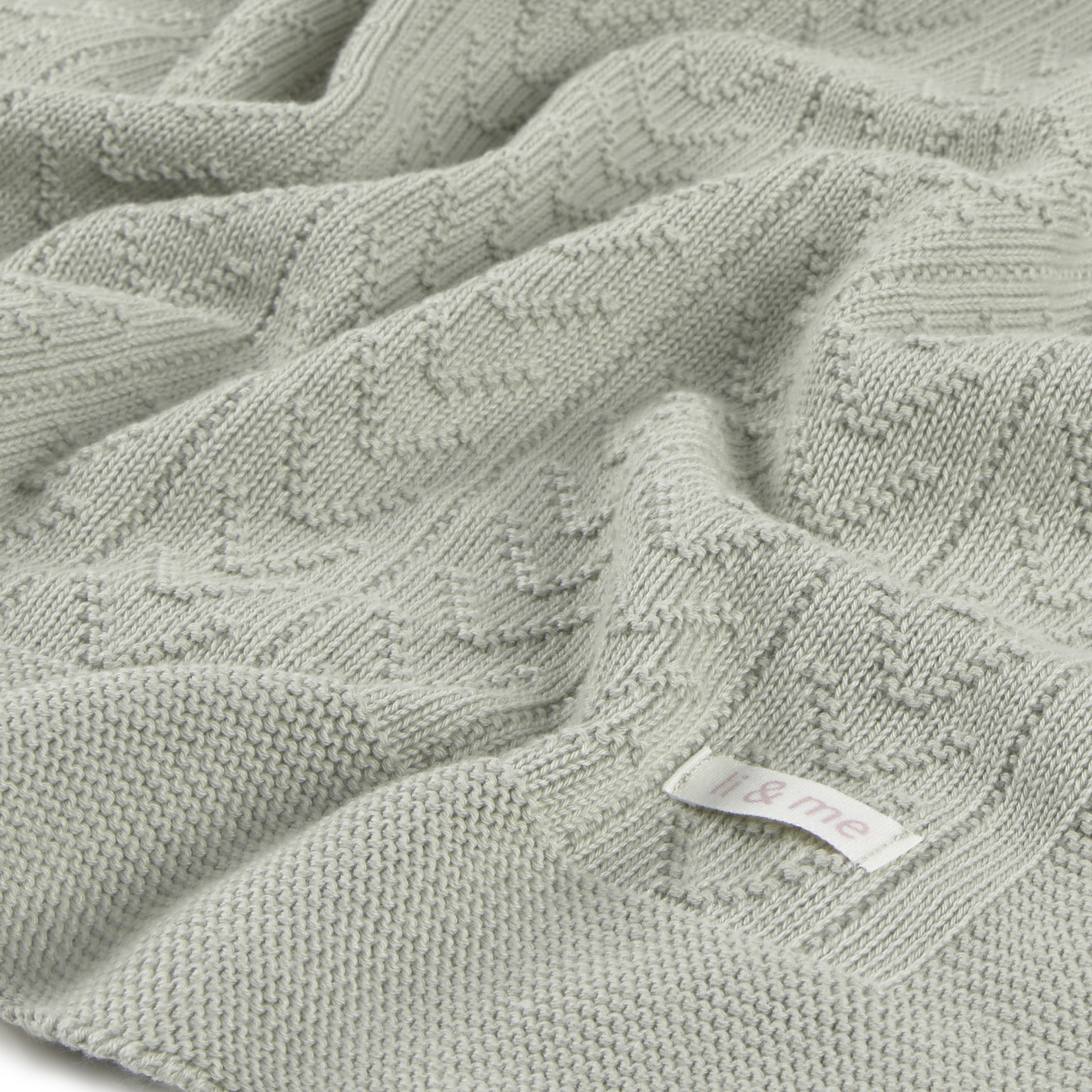 Manta cinza clara de malha com etiqueta li & me