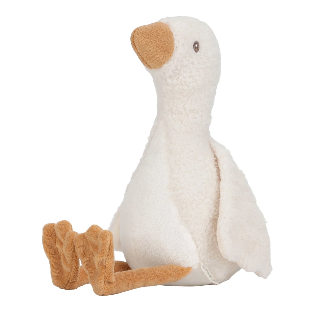 Pelúcia de ganso branco com bico e pés castanhos