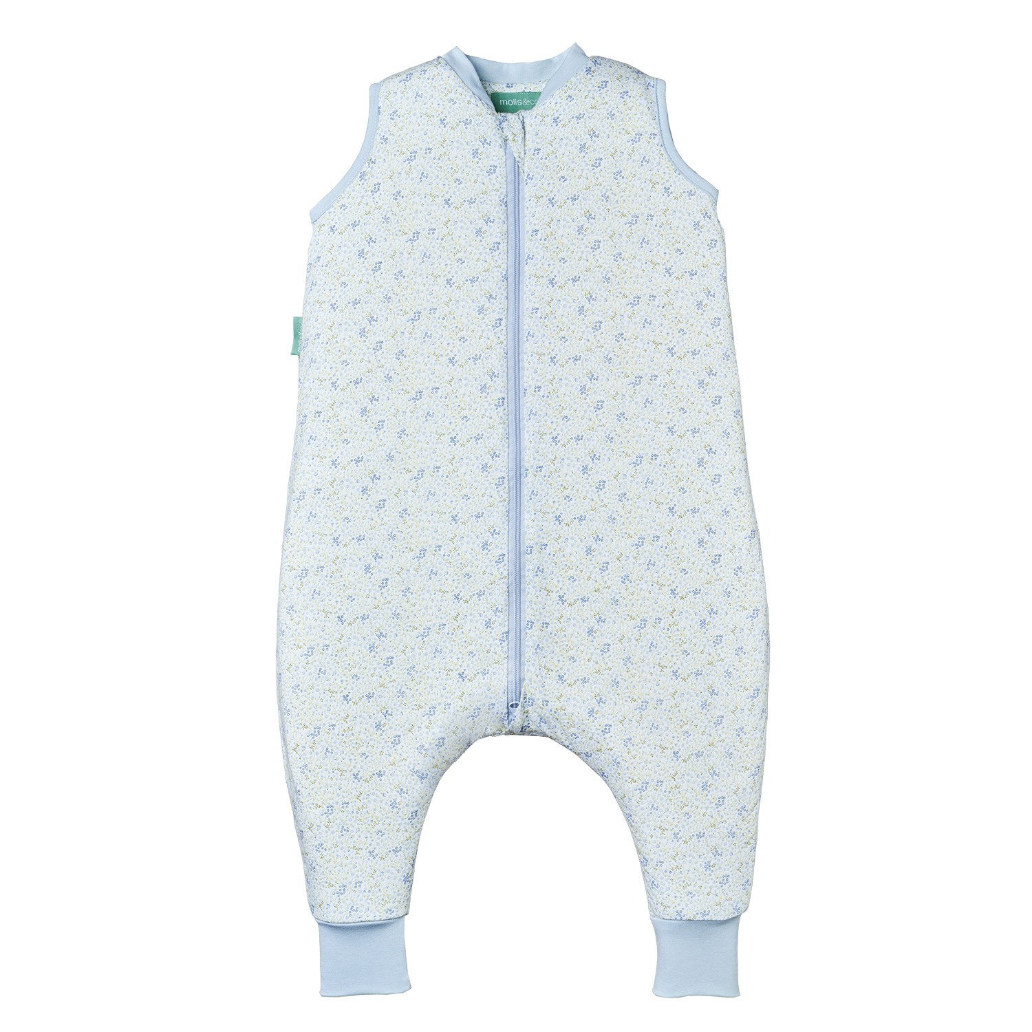 Macacão de bebé com padrão floral azul e amarelo