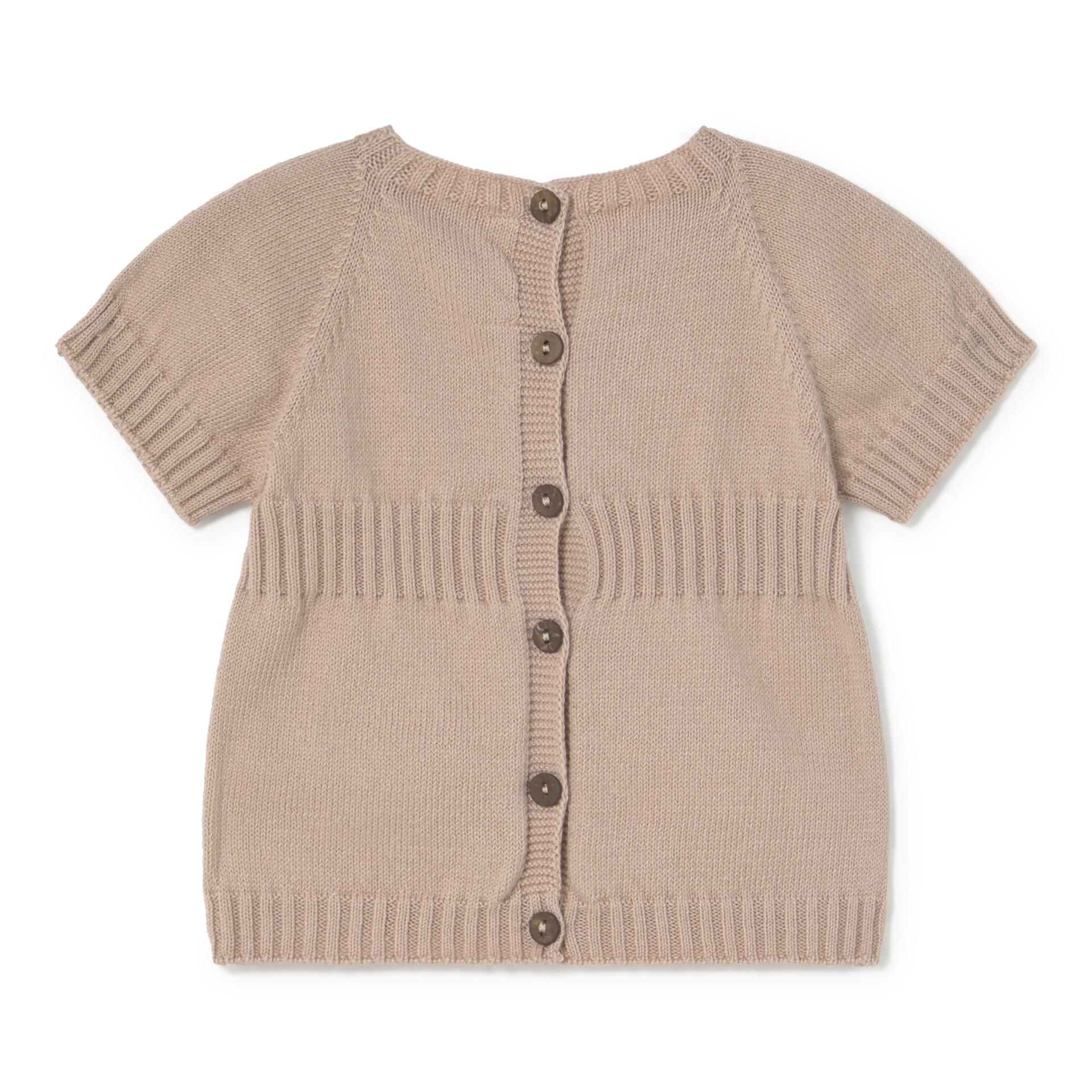 Camisola de malha bege claro com botões e nervuras