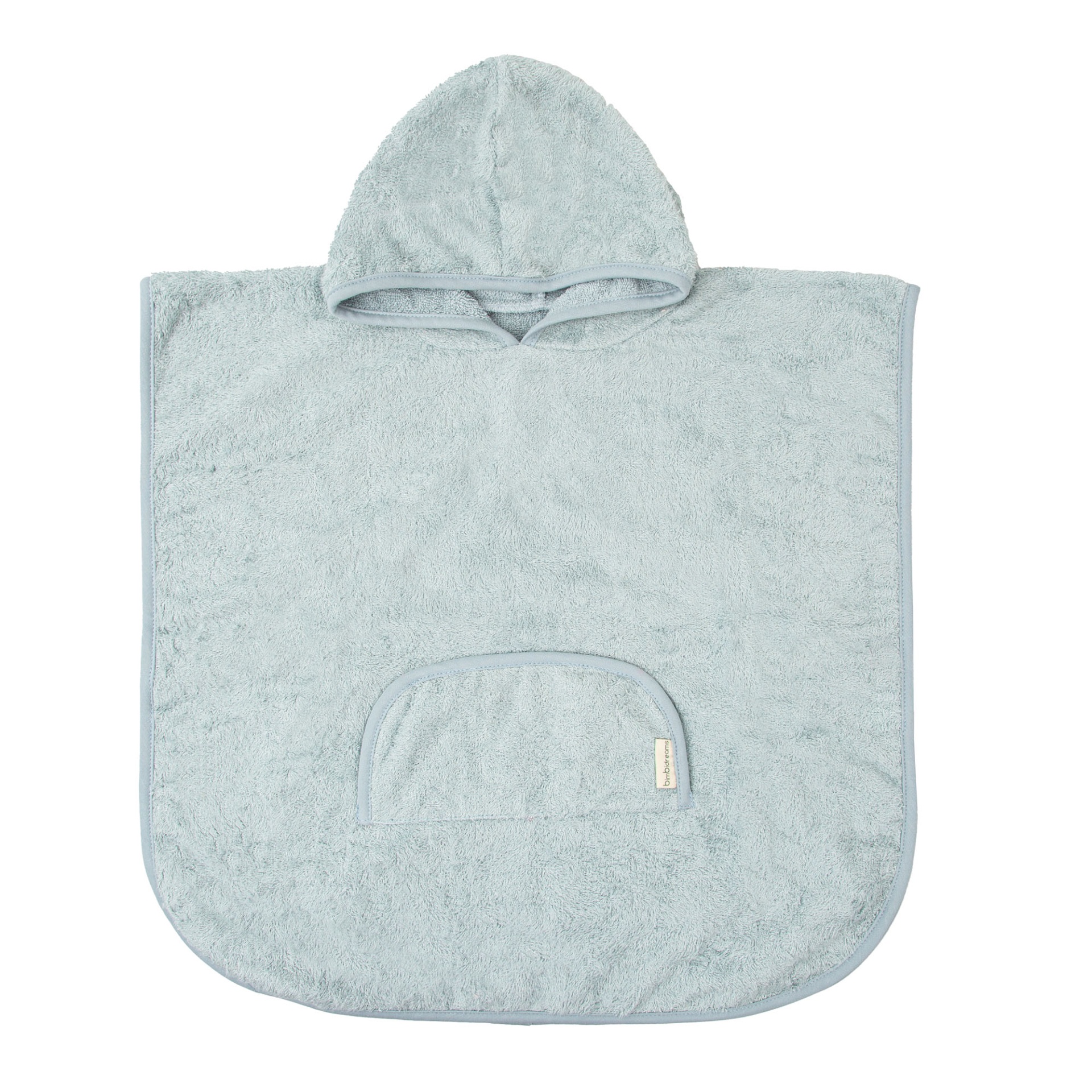 Poncho azul claro com capuz e bolso para bebé