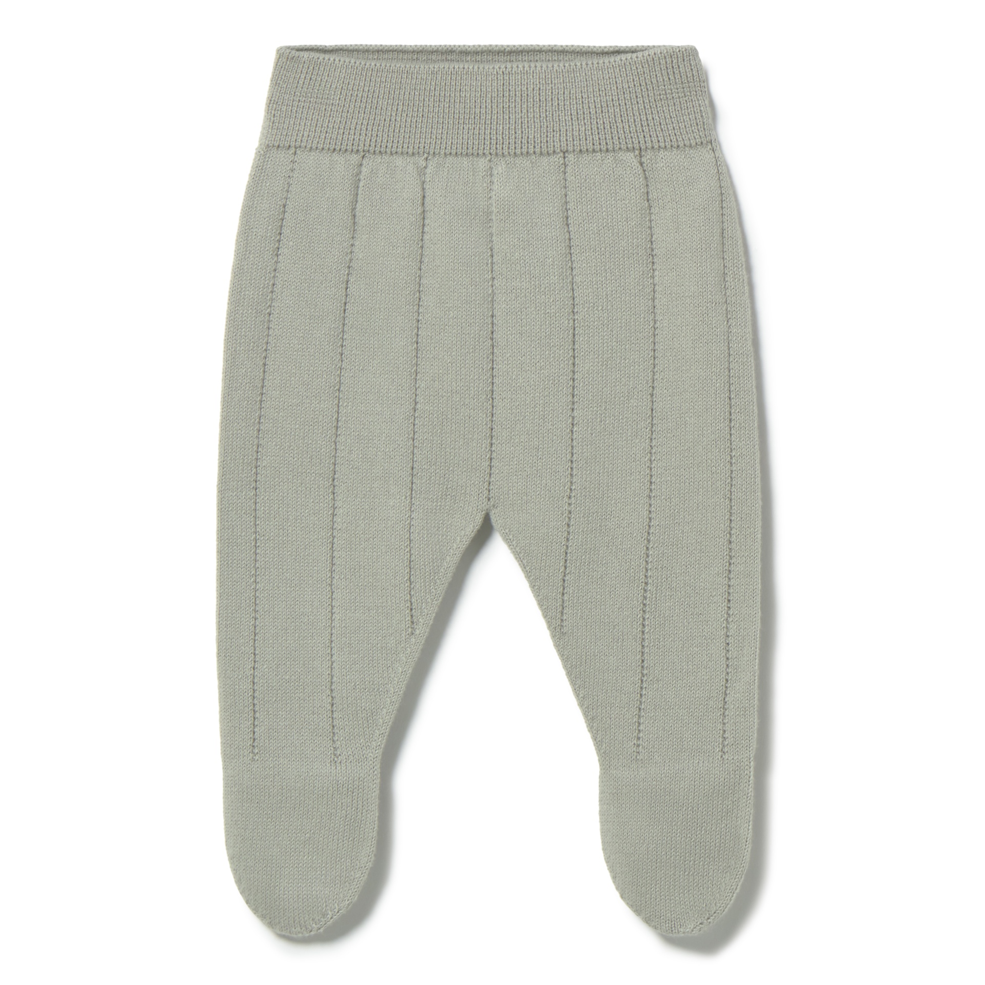 Calças de bebé cinza claro de malha com pezinhos integrados