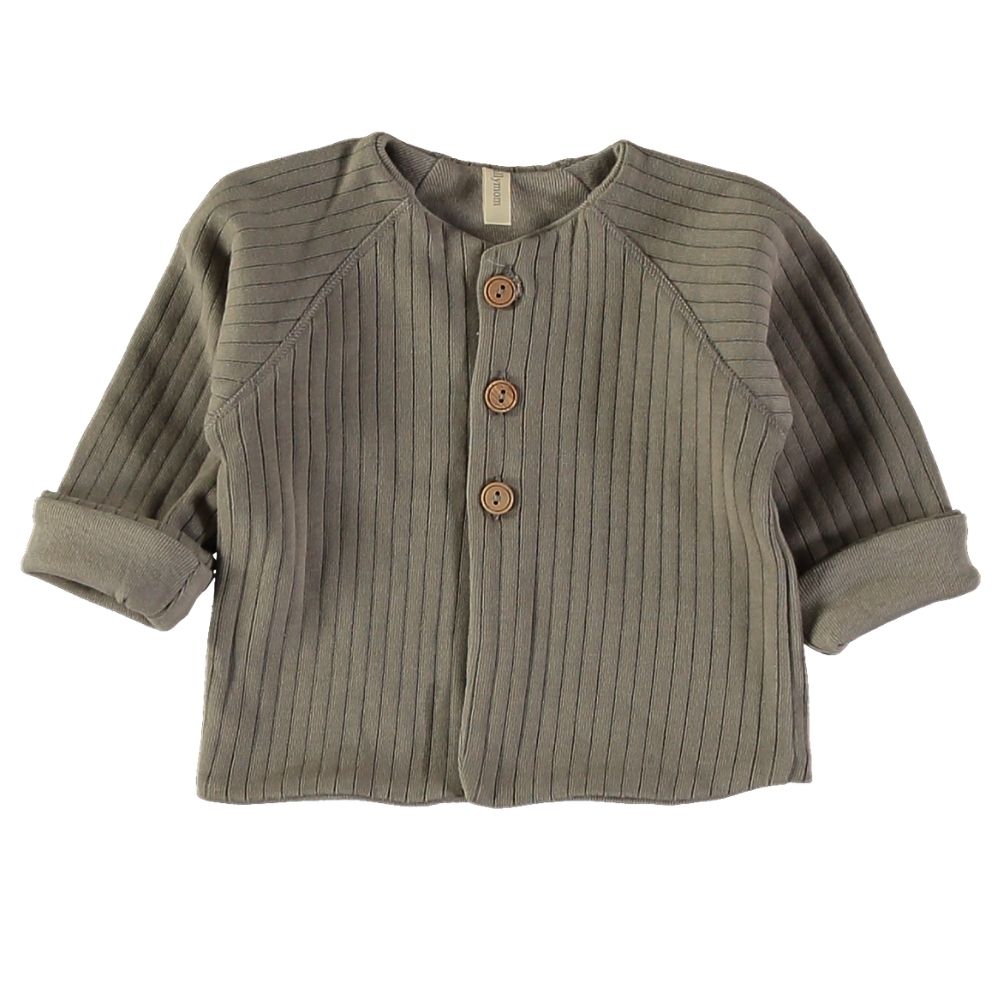 Camisola verde-oliva de manga comprida com botões