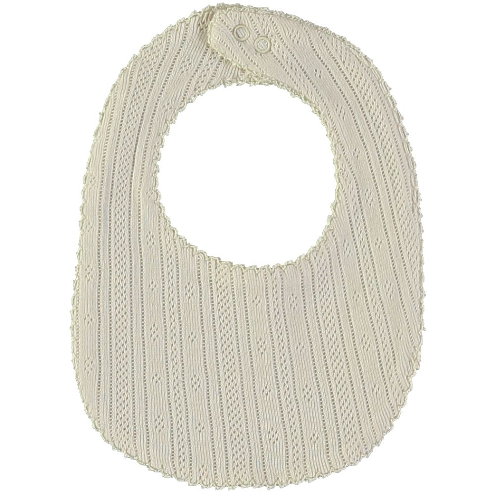 Babete creme de malha com fecho de molas