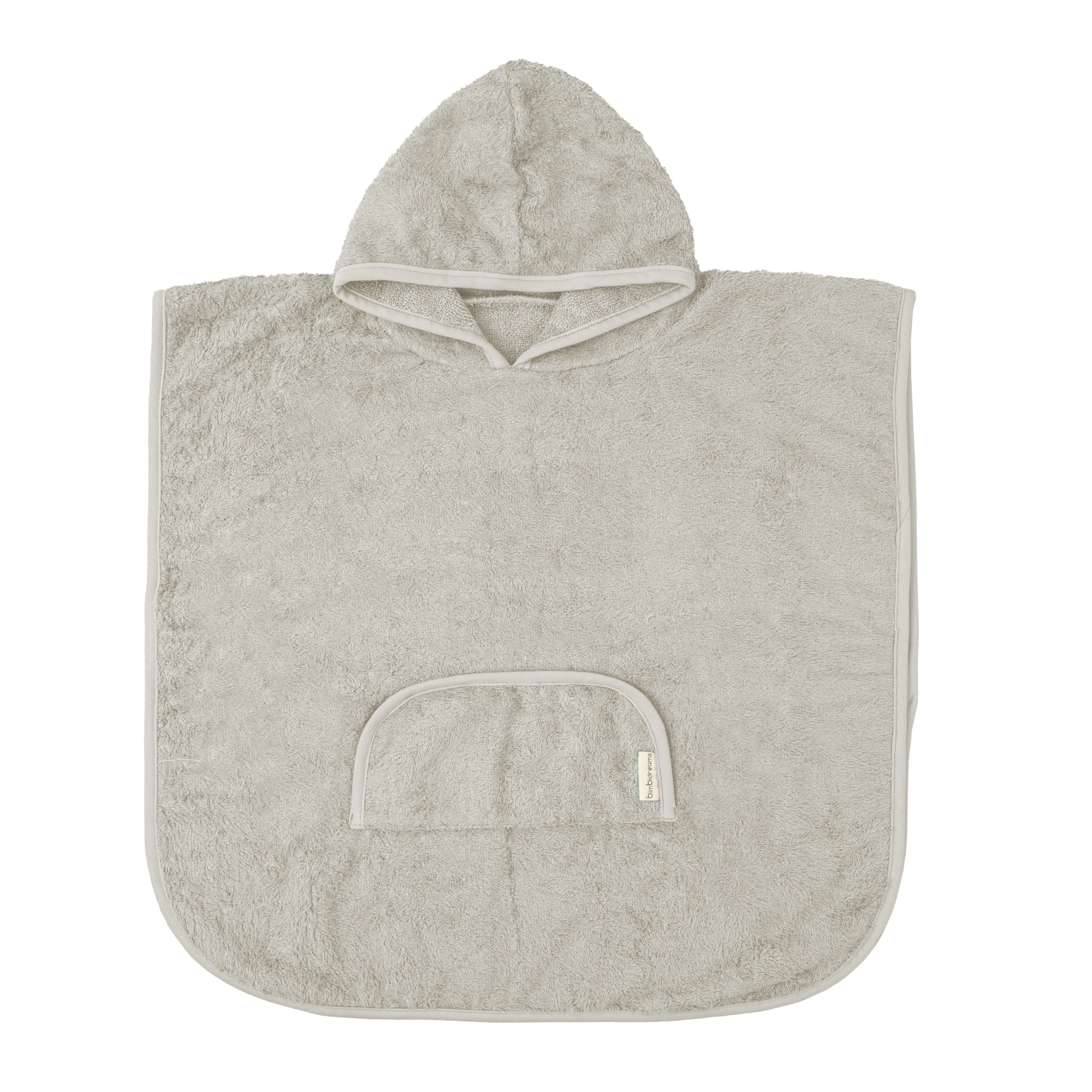 Poncho infantil cinzento com capuz e bolso