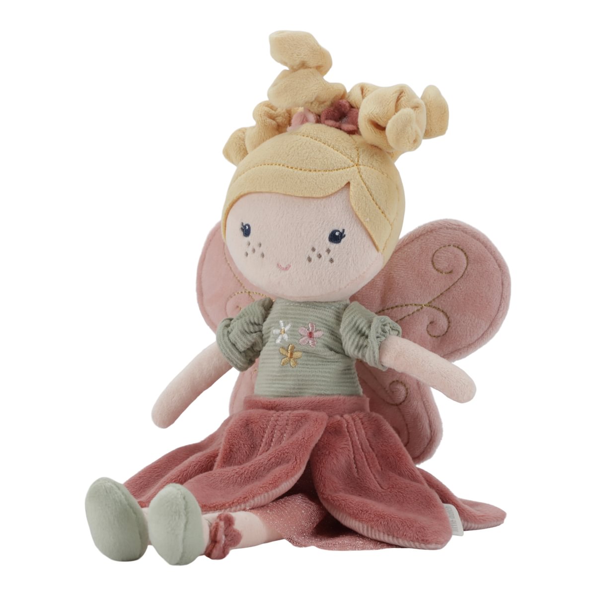 Boneca de peluche com asas de fada rosa