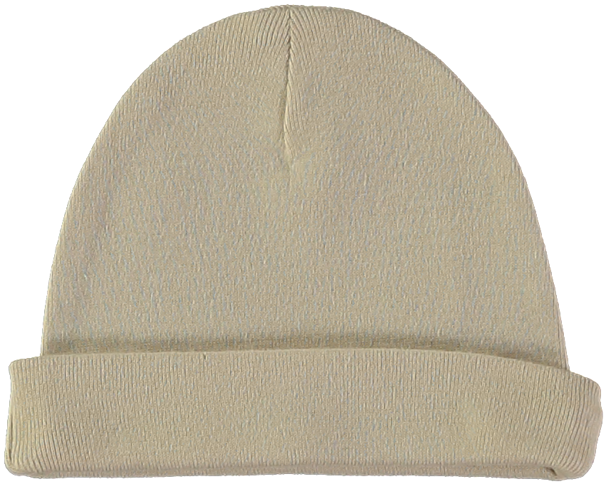 Gorro bege de malha com dobra na base