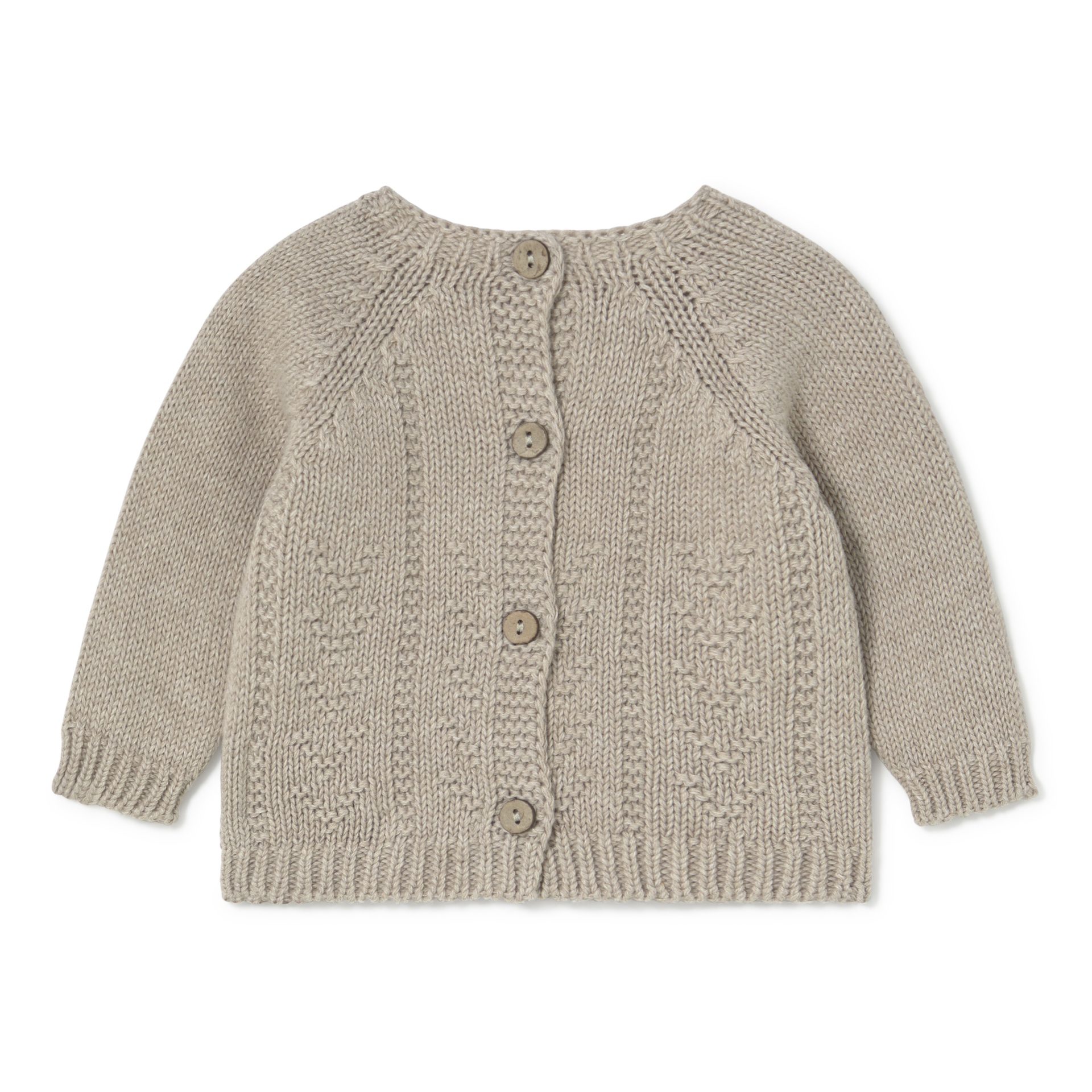 Camisola de malha bege com botões frontais para criança