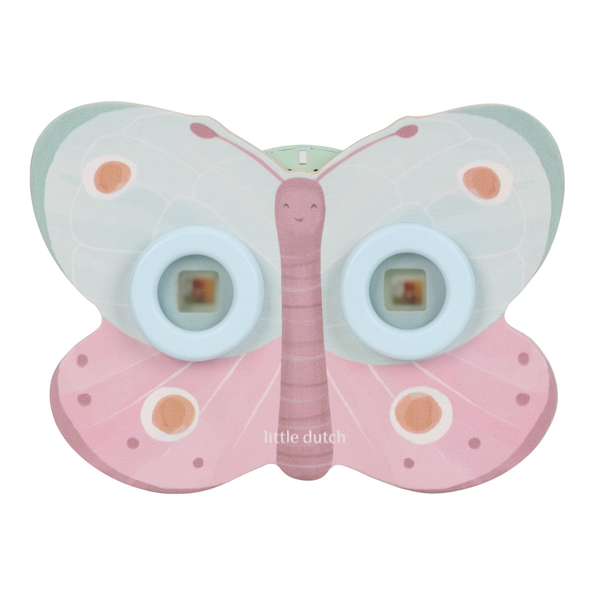 Binóculos infantis em forma de borboleta com cores pastel
