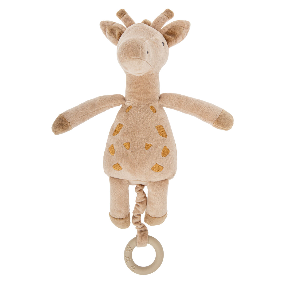 Pelúcia de girafa bege com argola na parte inferior