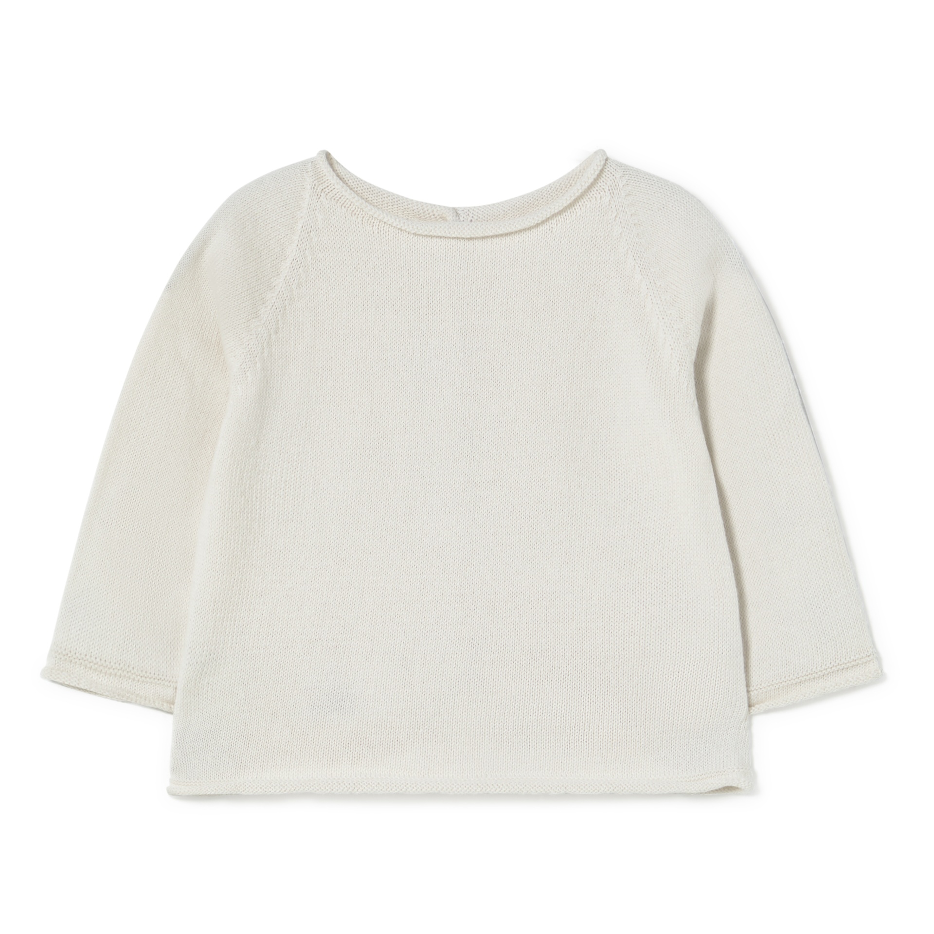 Camisola de malha branca de manga comprida para criança