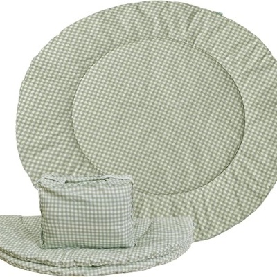 Conjunto de almofadas xadrez verde e branco