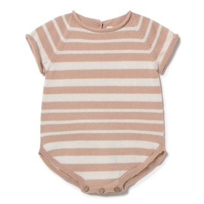 Body de bebé riscas cor de rosa claro e branco, manga curta e botões