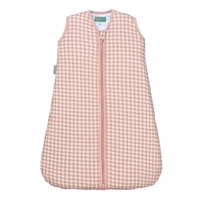Pijama colete para bebé padrão vichy rosa e branco com fecho de correr