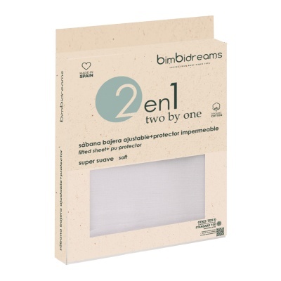 Embalagem de lençol ajustável branco com protetor impermeável