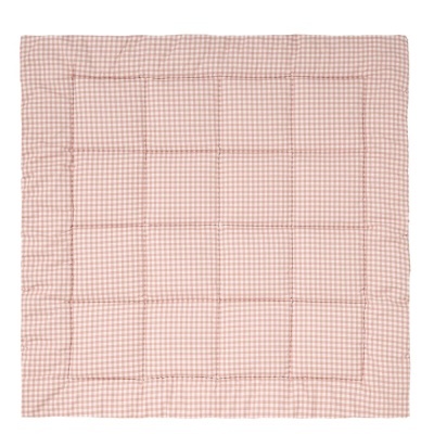 Colchão quadrado acolchoado com padrão vichy rosa e branco