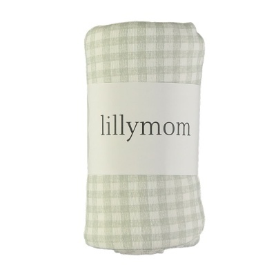 Cobertor ou manta xadrez clara com etiqueta lillymom