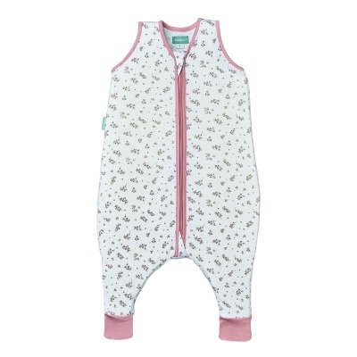 Macacão de bebé branco com padrão floral e fecho rosa