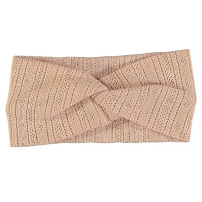Faixa para cabelo bege tricotada com torção central