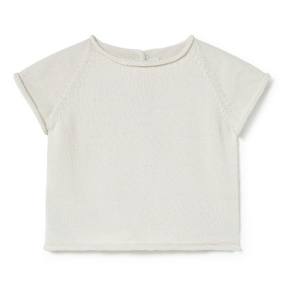 Camisola de malha fina creme de manga curta