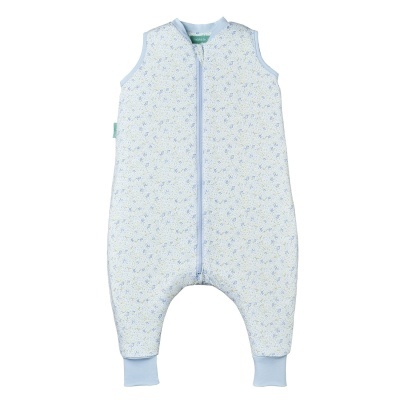 Macacão de bebé com padrão floral azul e amarelo