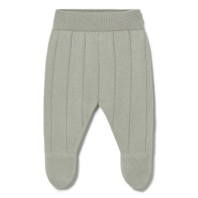 Calças de bebé cinza claro de malha com pezinhos integrados