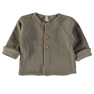 Camisola verde-oliva de manga comprida com botões