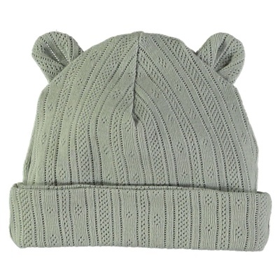 Gorro de malha cinza claro com orelhas pequenas