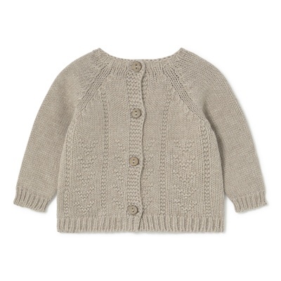 Camisola de malha bege com botões frontais para criança