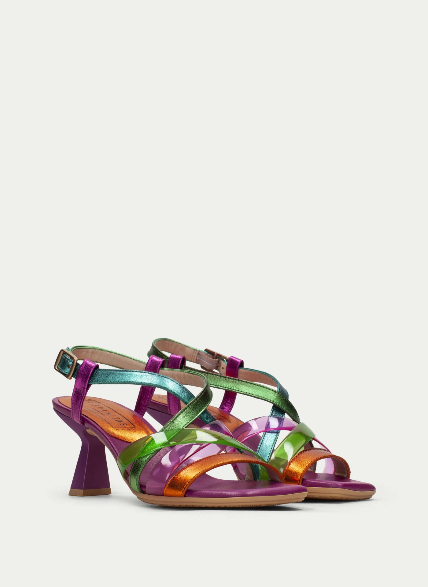 Sandália Hispanitas CHV243292 Sandálias de salto alto multicoloridas com tiras finas metálicas