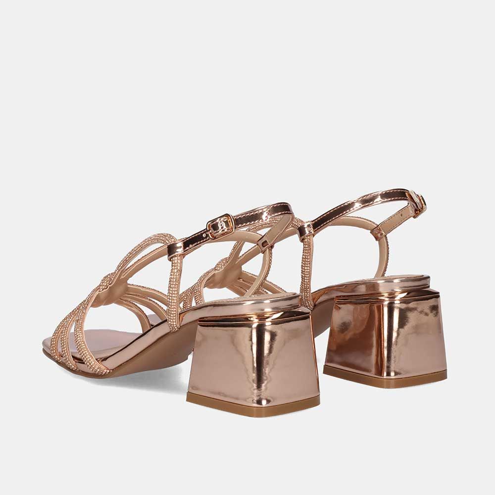 Sandália Exé CARMEN.300 Pink Sandálias de salto médio dourado metálico com tiras finas entrelaçadas