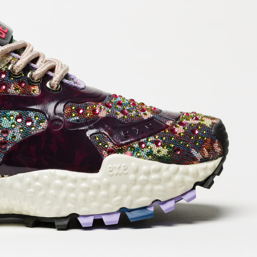 Sapatilhas Exé 999-3 Purple Sapatilha desportiva multicolorida com sola branca texturada e atacadores claros