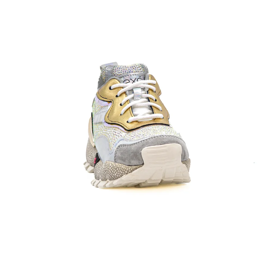 Sapatilhas Exé 928-15 Silver Tênis desportivo multicolor com sola branca e atacadores brancos