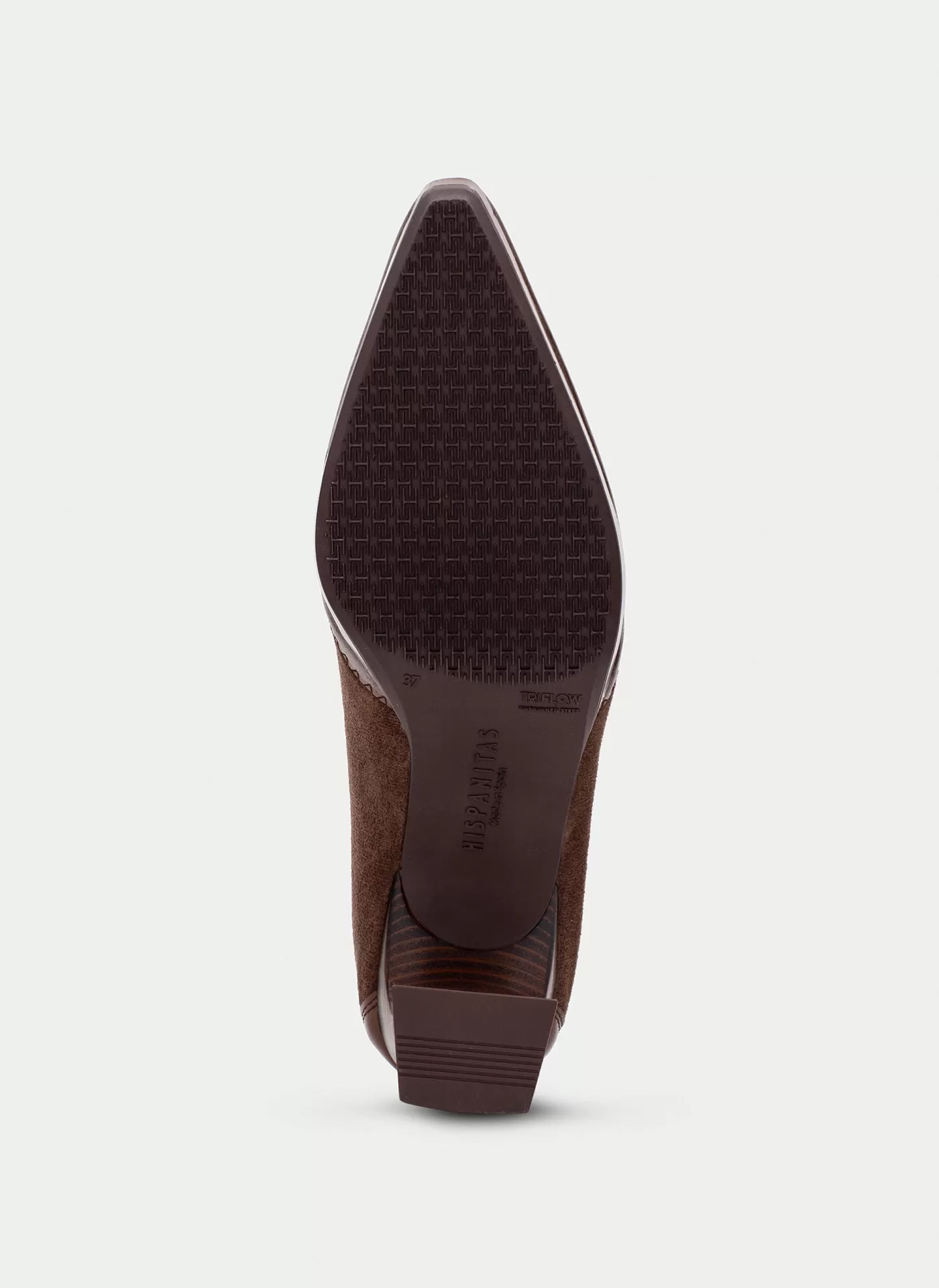 Sapato Hispanitas HV254324 Castanho Sola inferior de sapato castanho com salto quadrado em fundo branco
