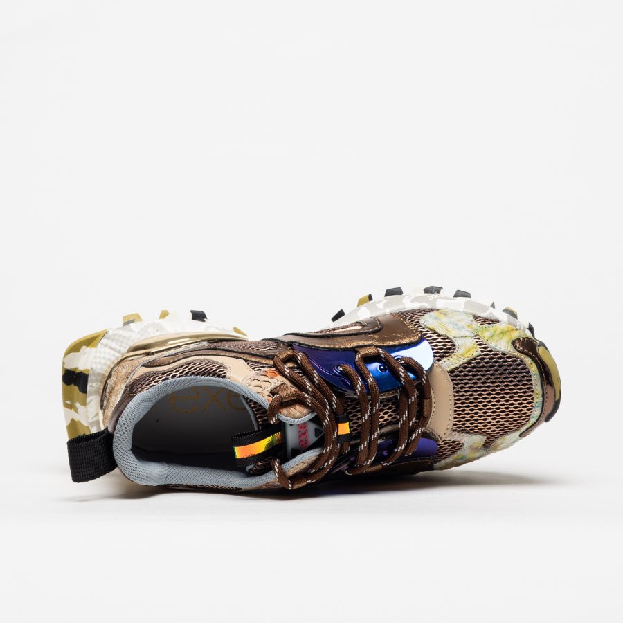 Sapatilhas Exé 134-29PS Bronze Ténis desportivo multicolor com sola camuflada e detalhes em azul metálico