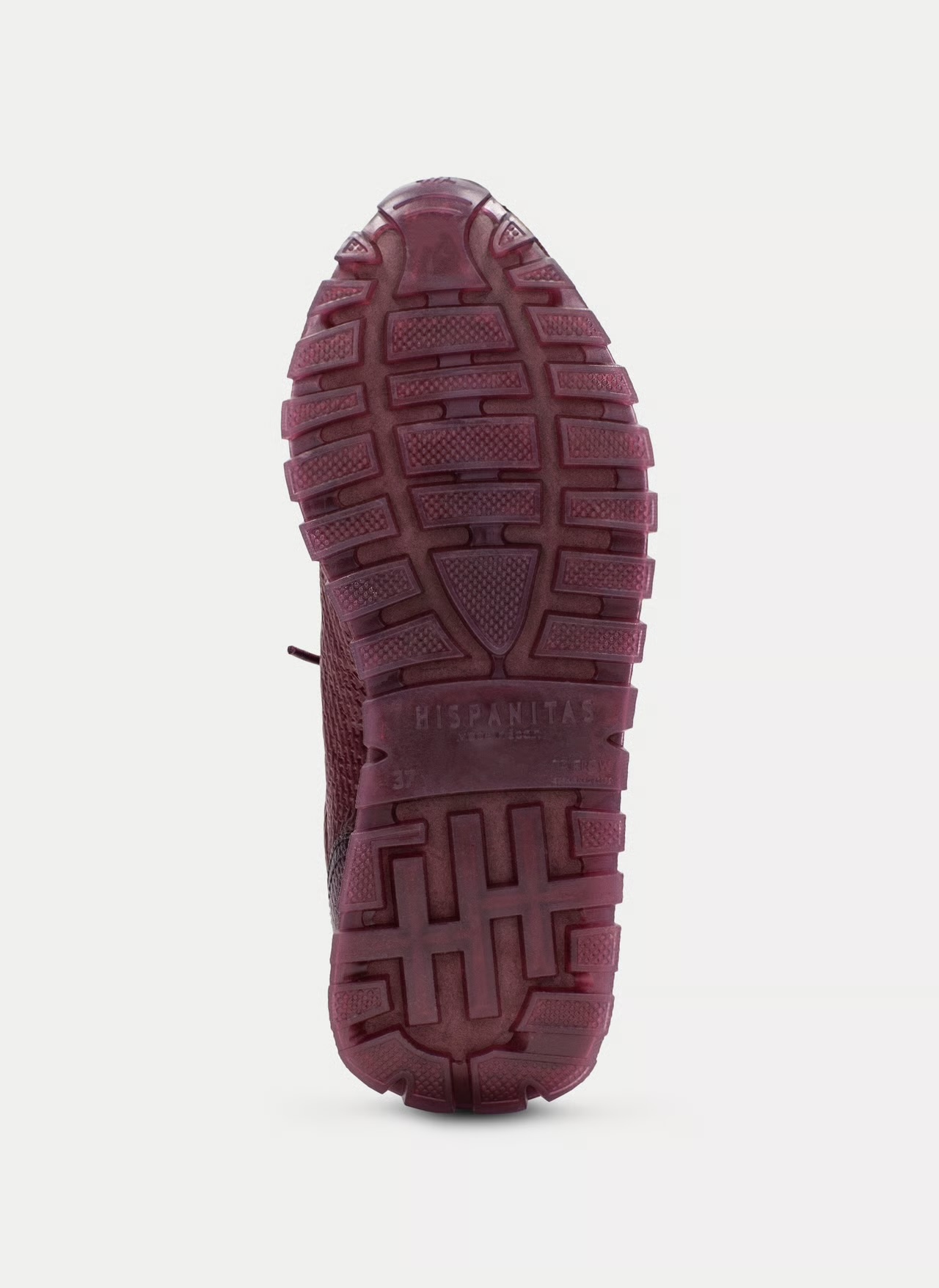 Sapatilha Hispanitas Velour-I26 Bordô Sola vermelha de calçado com padrões antiderrapantes e marca