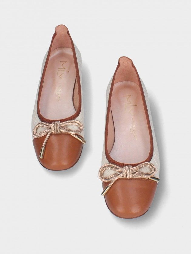 Sabrina MLV ROSA.11 Camel Sapatos tipo ballerina castanhos e bege com laço