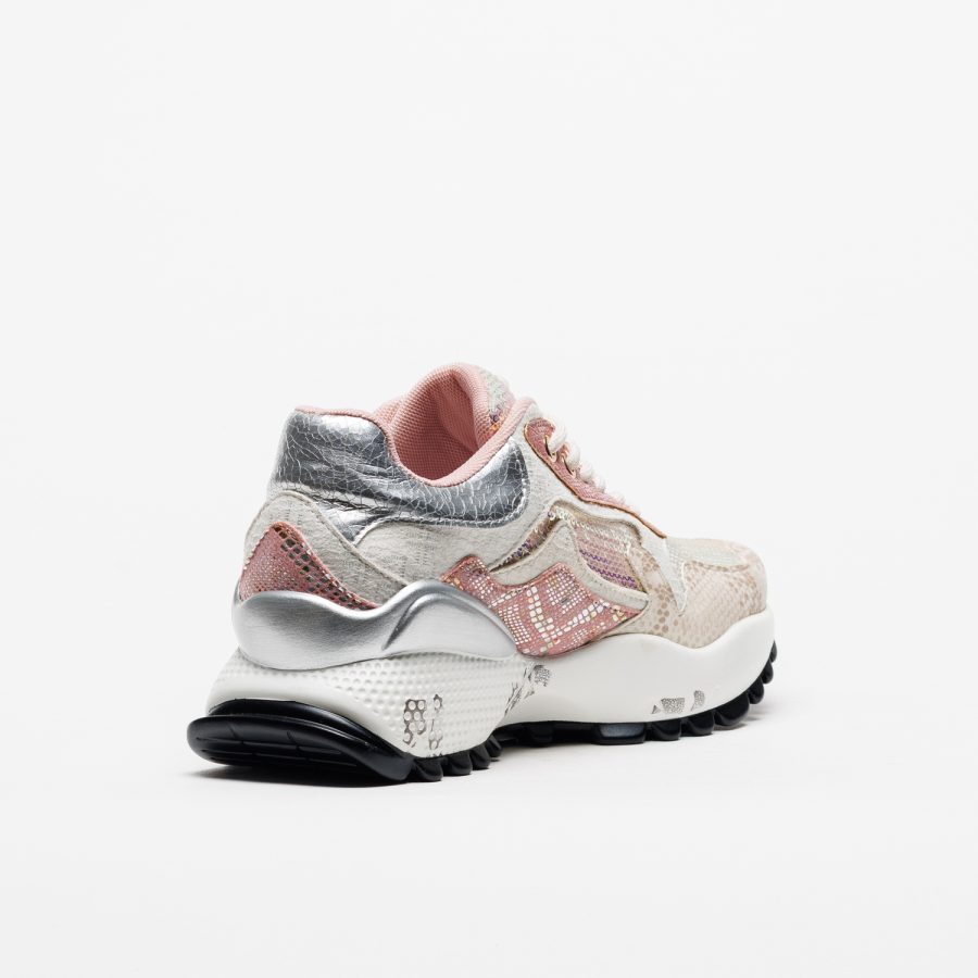 Sapatilhas Exé D190608-13B White/Pink Ténis desportivo feminino rosa e prata com sola branca e preta