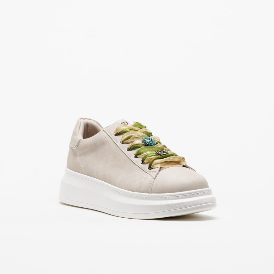 Sapatilhas Exé 66-61EX10 OFF White Tênis branco com atacadores coloridos e sola espessa