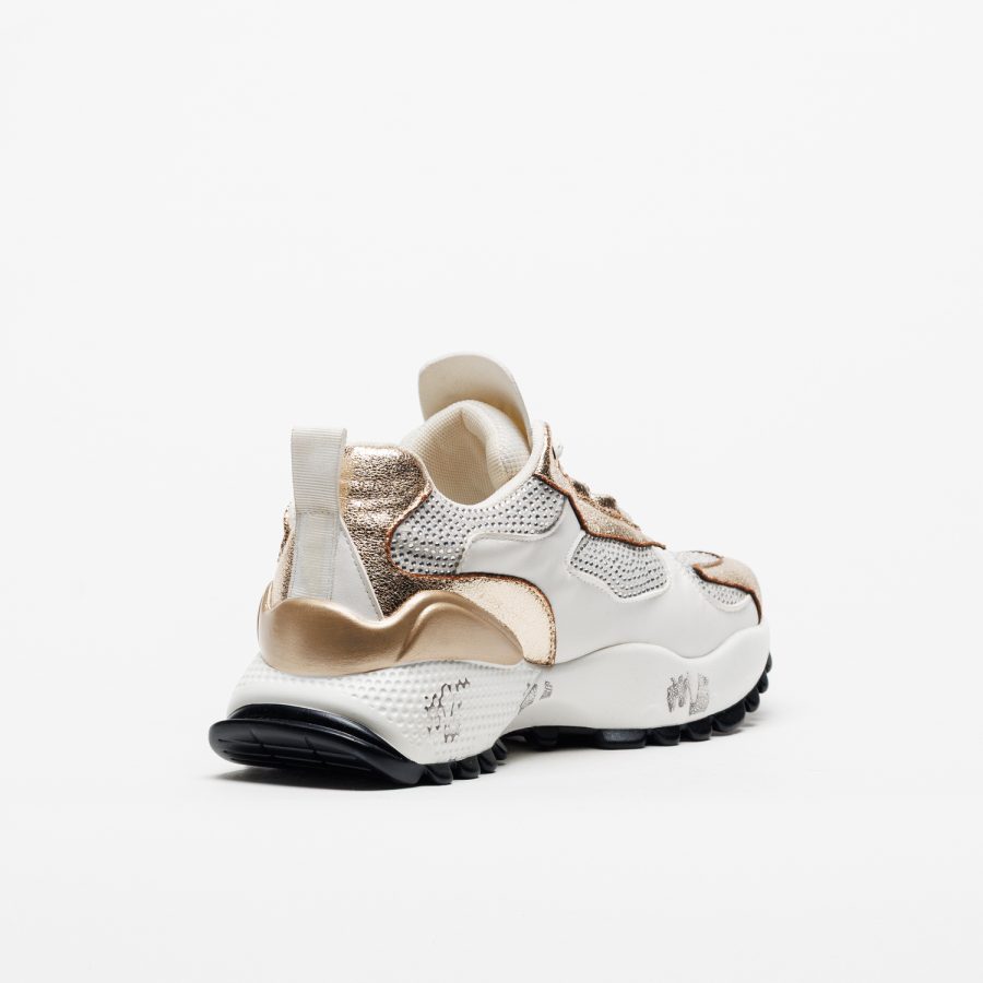 Sapatilhas Exé D190608-22A White Gold Ténis desportivos branco e dourado com sola grossa